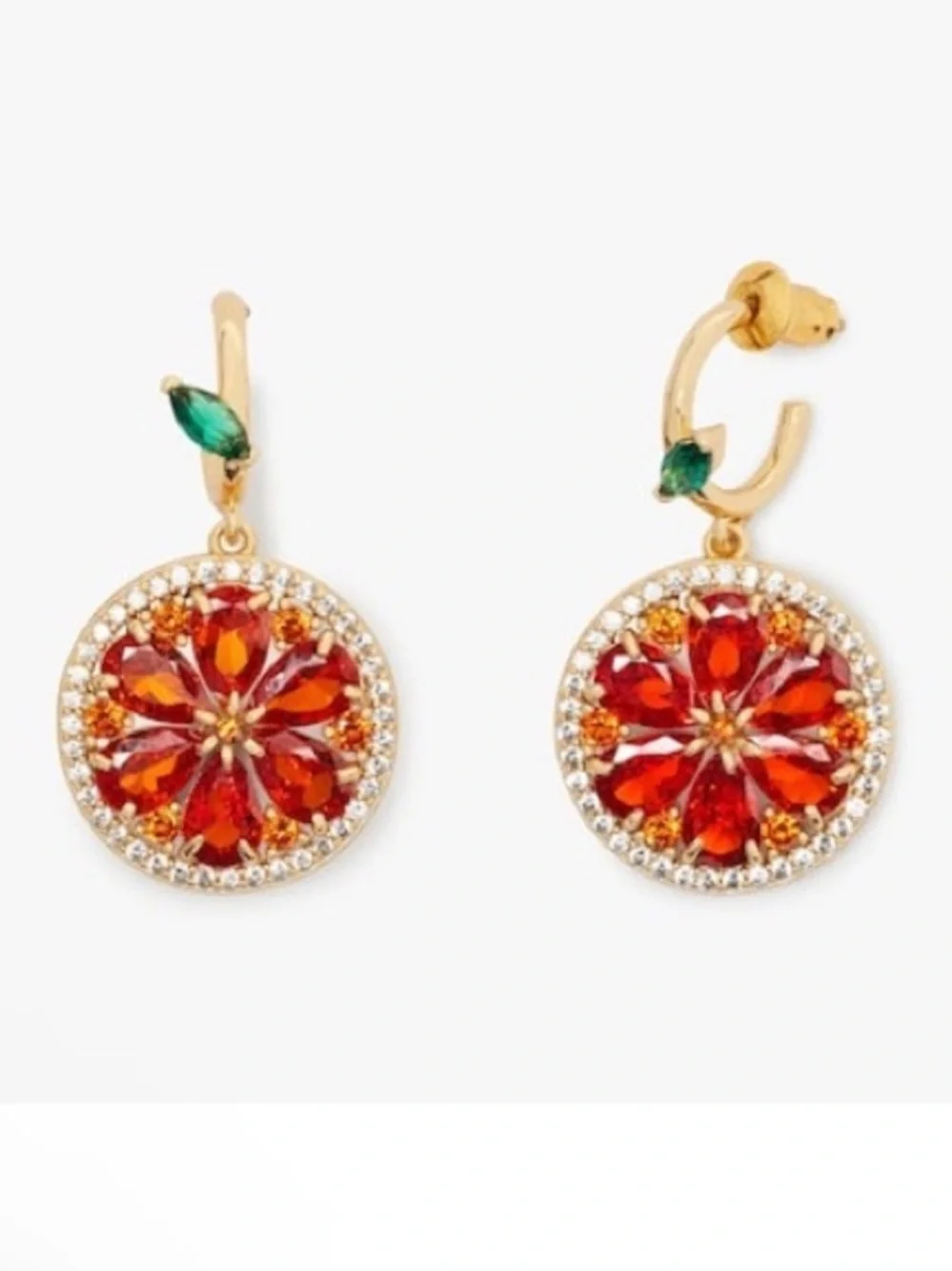 Kate Spade Sweet Citrus Gold Crystal Orange Earrings NEW $65